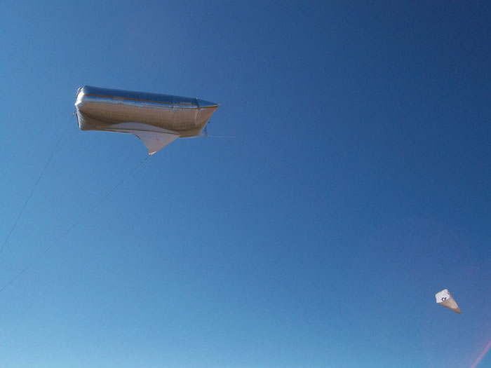 20cu ft. kite balloon from a mylar sleeping bag.